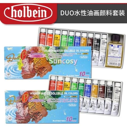 Holbein Artist duo water-based oil painting pigment 10 color 10ml set, mineral pigment, water-based linseed oil, Art Supplies