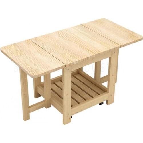 Simple Folding Table, Tea Table, Double-purpose Living Room, Small Solid Wood Edge, Movable Balcony, Low Tea Table And