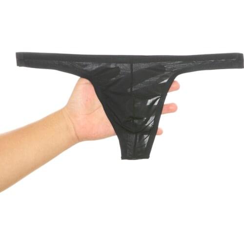 Sexy Mens Underwear Gay Mens Thong and G string Ice Silk Transparent Soft Jockstrap Erotic Penis Pouch Panties Tanga Hombre
