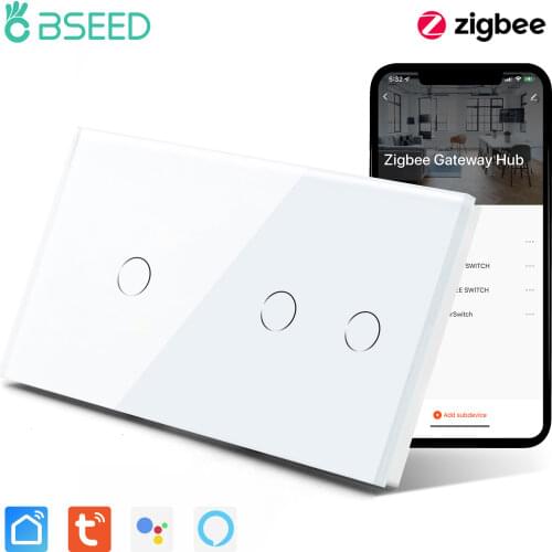 Mvava Zigbee Type 3 Gang EU UK FR Standard Touch Wifi Light Switch Alexa Smart Life Compatible 3 Colors Home Improvement 157mm