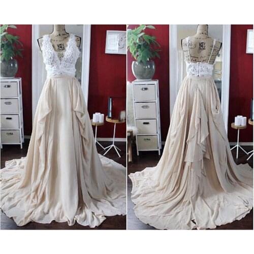 Light Champagne Long Chiffon Skirts Bridal Ruffles Ruched Long Skirt Women Faldas Mujer Saias 2018 Custom Made Female Bottom