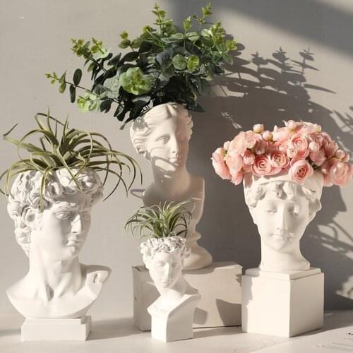 Creative Portrait Art Vase Retro Venus Head Resin Flower Pot Planter Greek Goddess Statues Vase Crafts Home Decoration Figurines