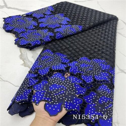 High Quality African Black Lace Beautiful Nigerian Tissue Cord Lace Fabric Embroidery Milk Silk Lace Fabric For Woman NI5354-1