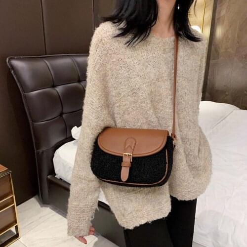 Women Handbag Winter Plush Bag Fashion Korean Messenger Bag Lamb Hair Small Square Shoulder Bag Bag