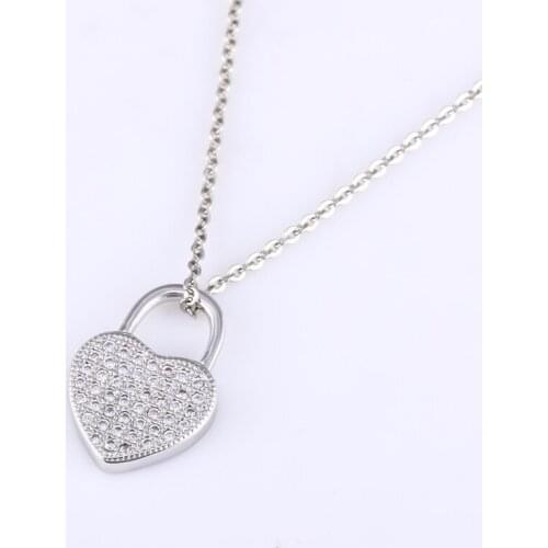 Colares para festa accesorios mujer gold rose gold chain micro pave zircon rhinestone heart necklace pendants women