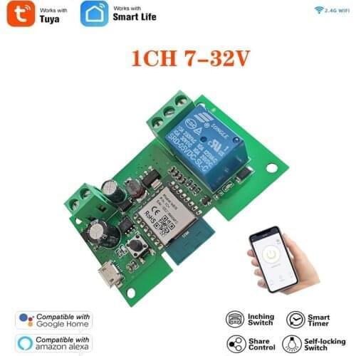 Tuya Smart WiFi 1 Channel Relay Smart Automation WiFi Module 7V-32V Motor Switch Tuya Smart