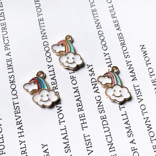 10pcs/lot Rainbow Cloud Diy Deisgn Enamel Charm for Jewelry Making Earring Bracelet or Necklace Charms