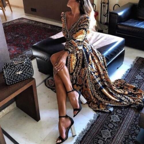 2019 Sexy Beach Dress Vintage Floral Swimwear Women Beach Cover Up Long Maxi Dress Swimwear Bikini Cover ups Robe Beach Dresses