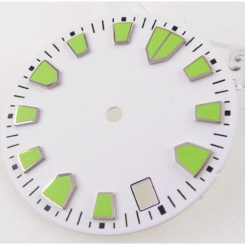 28.5mm White Sterile NH35 Model Watch Dial Watch Face Spare Parts Fit For NH35A Automatic Movement Luminous Date Window