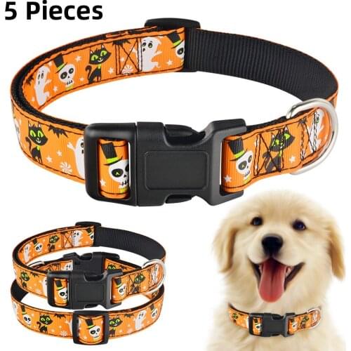 Airuidog Halloween Ghost Supplies Dog Collar Nylon Trick or Treat Large Dogs Bat Pumpkin Pet Supplies Puppy Dog Collars