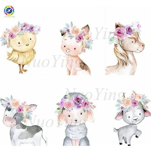 Diamond Painting Farm Animals Chicken Goat Horse Cow Pig Sheep Diamond Embroidery Cross Stitch Mosaic Painting Room Decoration
