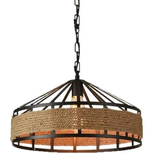 American Hemp Rope LED Chandelier Industry Retro Iron Lamp Creative Single Head Restaurant Bar Bar Cafe Clothing Shop Chandelier