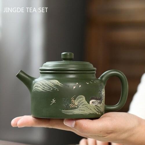 Authentic Yixing Handmade Tea Pots Landscape Pattern Purple Clay Teapot Beauty Kettle Teaware Chinese Tea Ceremony Gifts 290ml