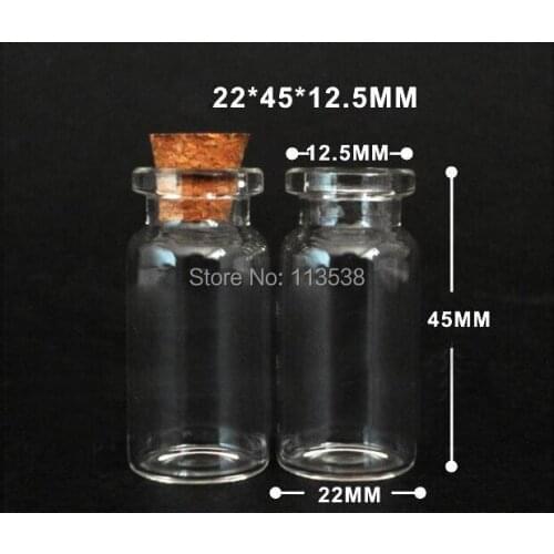Free shipping 50pcs/lot 22x45mm Tiny Transparent Clear Glass Bottle Charms perfume Pendants with cork Eyehook 8ML perfume bottle