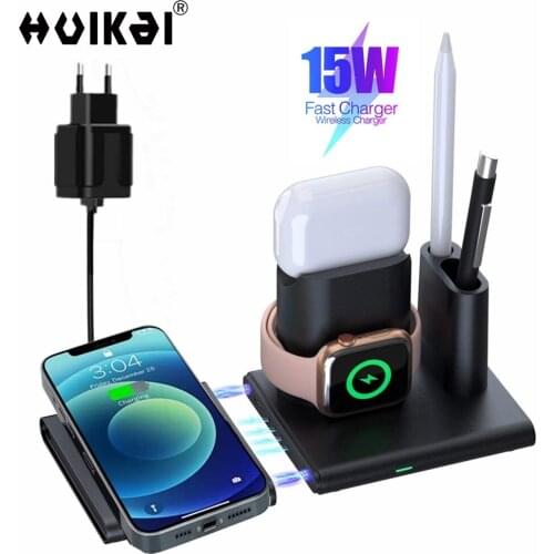 Wireless charger 15 W fast charging station base magnetic detachable holder for iPhone 12 Pro 12 11 Pro Watch 6 5 4 Apple Pencil