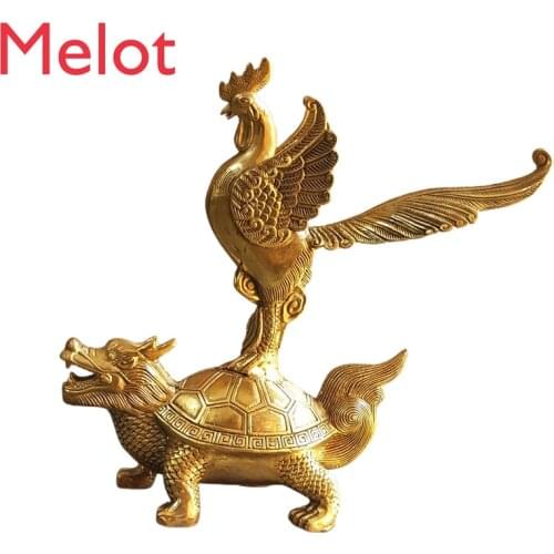 Bronze big pure copper golden turtle with gold tower decoration home decoration crafts antique collection