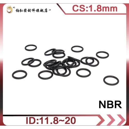 Nitrile Rubber O-Ring 50PCS/lot Black NBR Sealing CS1.8mm ID11.8/12.5/13.2/14/15/16/17/18/19/20mm O-Ring Seal Gasket Ring