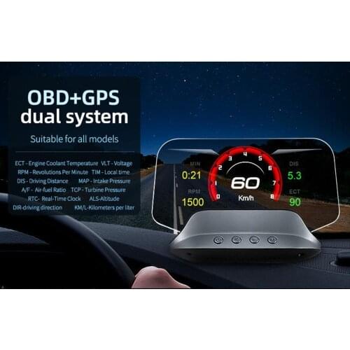 C3 OBD2 +GPS Dual Mode Smart Car Head Up Display HUD Overspeed Warning Alarm Voltagometer Gauge