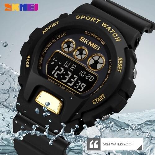 Outdoor SKMEI Mens Watch Fashion Luminous Display Digital Watches Luxury Chronograph Women Wristwatch 50M Waterproof Alarm Clock