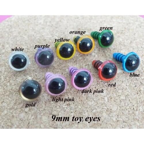 9mm coloful toy eyes plastic safety eyes with white washer for DIY doll aessories---500pcs/lot