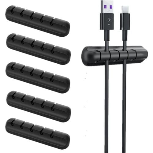 5/2/1PCS Silicon Cable Holder Clips Self-adhesive Wire Winder Organizer Cable Management For Earphone Mouse Keyboard Cord Car