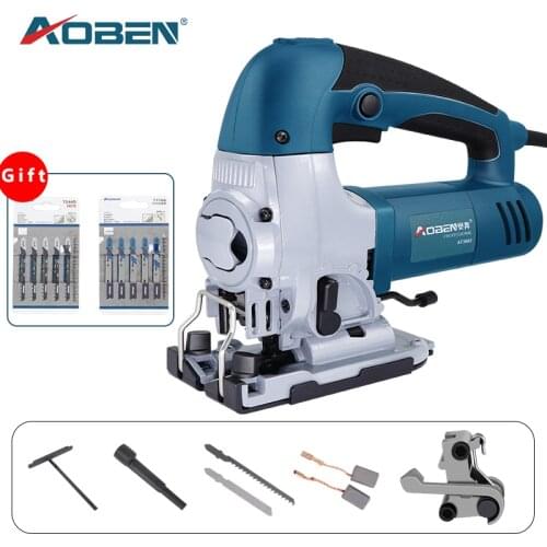 AOBEN 600W Electric Jig Saw Guide 6 Variable Speed Electric Saw 10 Pieces Metal Blades 1 Pieces Carbon Brush Jigsaw Power Tools