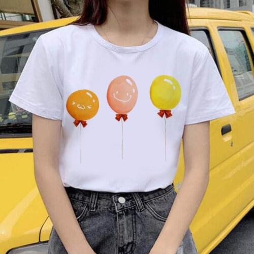 Women Colorful Balloon Printed T-Shirt Harajuku Short Sleeve Funny T-Shirt Top Tees Female Clothes Summer Fashion