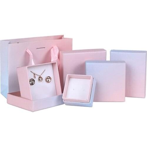 Gradient Packing Box PaperBox Ring Earring Case For Packaging Jewelry Cookies Cake Soap Handmde Kraft Cardboard Wedding Gift