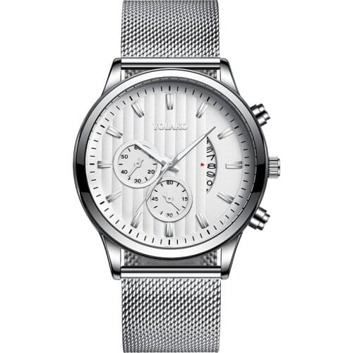 Jessingshow New Men Watches Luxury Men Stainless Steel Mesh Calendar Watch Men Business Quartz Watch Reloj Hombre 2021 Watch