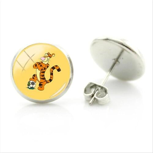 Disney Creative Jumping Tiger Pendant Earrings Animation New Handmade Fashion Glass Gem Gift Jewelry Earrings