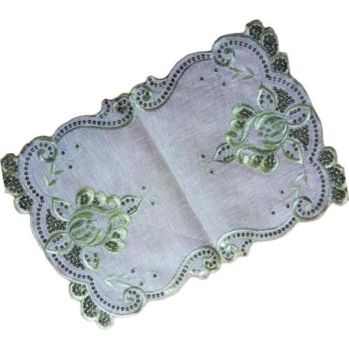 28*43cm HOT lace sequin table place mat embroidery coffee placemat pad Christmas drink coaster cup mug tea dining doily kitchen