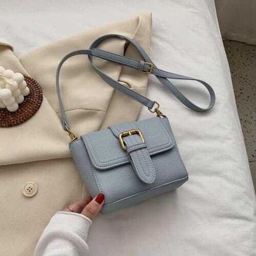 Textured Pu Leather Small Crossbody Bags for Women 2021 New Korean Wild Solid Handbag Shoulder Bag Simple Square Summer Fashion