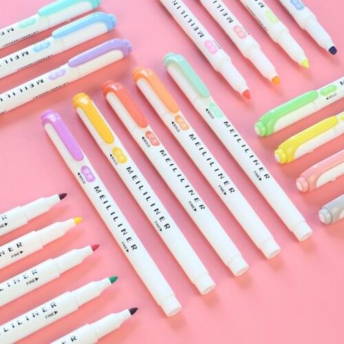 Mildliner Highlighter 25 Colors Double Head Cute Mark Pen Set Art Supplies Pastel Marker Pens Student School Office Stationery