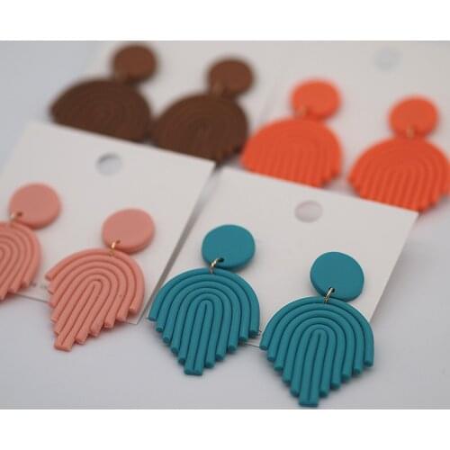 Trendy Fashion Handmade Polymer Clay Earrings Single Bright Color Sets Collection Drop Dangle Pendant Statement Earrings Studs