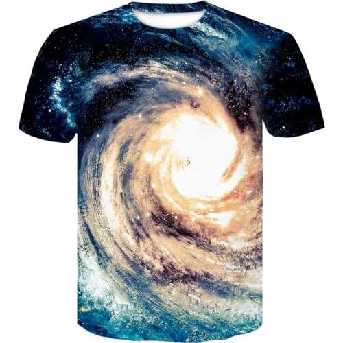 Galaxy print mens t-shirts summer fashion mens and womens leisure sports t-shirts vortex galaxy t-shirts