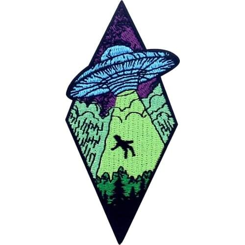 Beam Me Up X-File Alien Embroidered Iron on Badge Fantasy Peculiar Unexplained Things Patches for Outdoor Garment Accessories