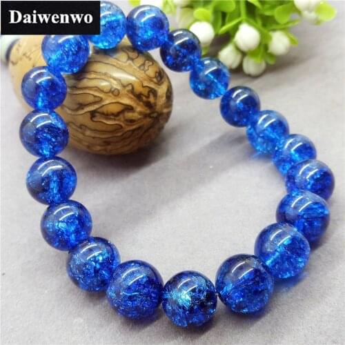 Natural Stone Blue Crack Crystal Quartz Bracelet Charms for Women Gift