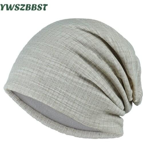 New Autumn Stripe Beanies for Women Turban Cap Men Winter Cotton Warm Women Hat Breathable Head Cap Months Hat