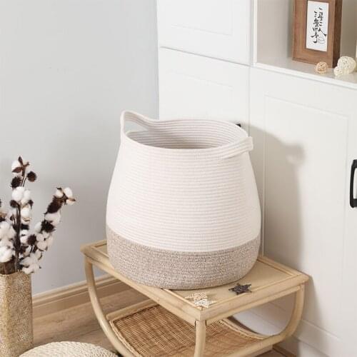 Simple woven storage basket, cotton rope material, sundries clothing storage toy basket, household daily necessities hot sale