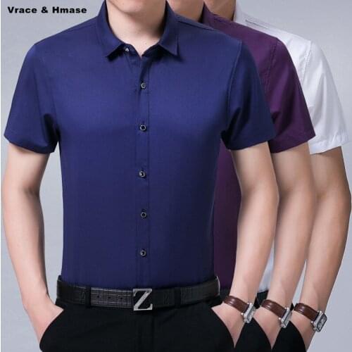 Factory direct sales Korean style fashion slim boutique short sleeve shirt Mercerized cotton quality solid color men shirt M-3XL