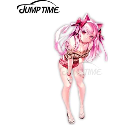 Jump Time 13cm x5.6cm Car Sticker Cute Anime Girls Decals Sexy Computer Motorcycle Surfboard Waterproof Vinyl Car Decor