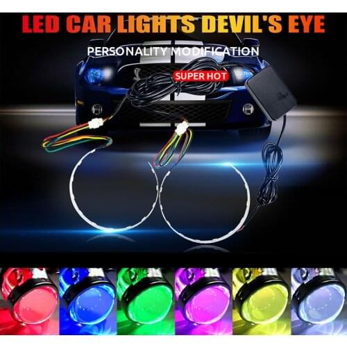 Devil Eye APP RGB Demon Evil Eyes Car Led DRL LED Bluetooth 2.5 Headlights Motorcycle Mini Projector Lens Accessories DIY