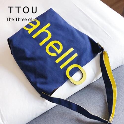 Cavans Cloth Crossbody Bags For Women Letter Design Large Capacity Shoulder Bag Lady Casual Handbags Female Shopping Totes