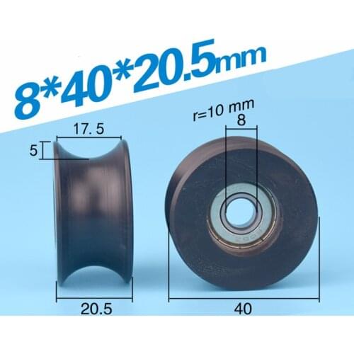 [U0840-20.5] high quality 608ZZ ball bearing U Groove Nylon PA66 wheel inner hole 8mm Car door pulley outer diameter 40mm