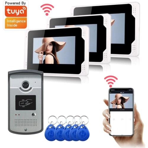 7inch WIFI/Wired Video Doorbell Intercom for home with 1080P Camera Night Vision Device RFID Unlock