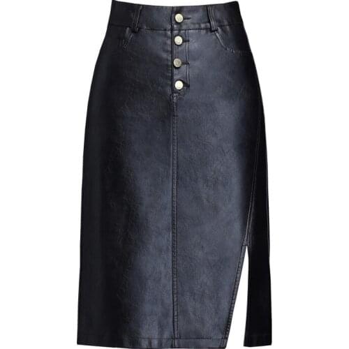 High-quality Leather Skirt Women Skirt 2020 New Autumn Winter High Waist Was Thin Package Hip Temperament Elegant Fashion Skirt