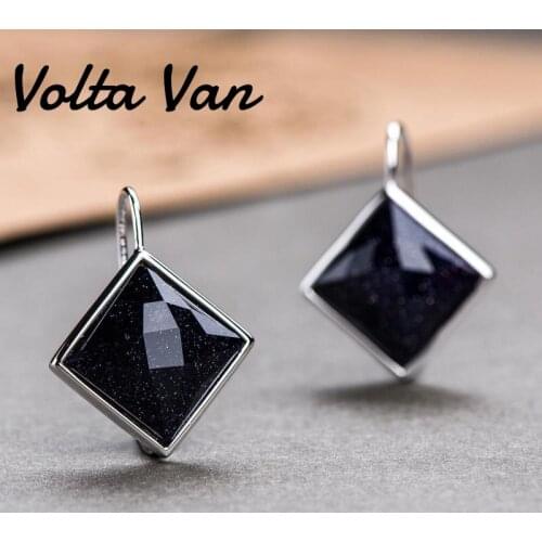 Volta Van Women Drop Earrings 925 Sterling Silver Pendientes Plata 2021 New Geometric Fine Jewelry Blue Sandstone Trendy Earring