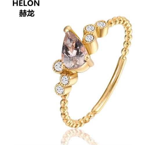 Art Deco Solid 14k Yellow Gold Natural Diamonds Ring Engagement Wedding Ring for Women Fine Jewelry Anniversary Party Classic