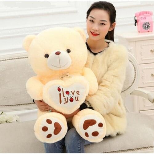 110cm 1pc Big I Love You Teddy Bear Skin Plush Toy Holding LOVE Heart Soft Gift for Valentine Day Birthday Girls' Brinquedos
