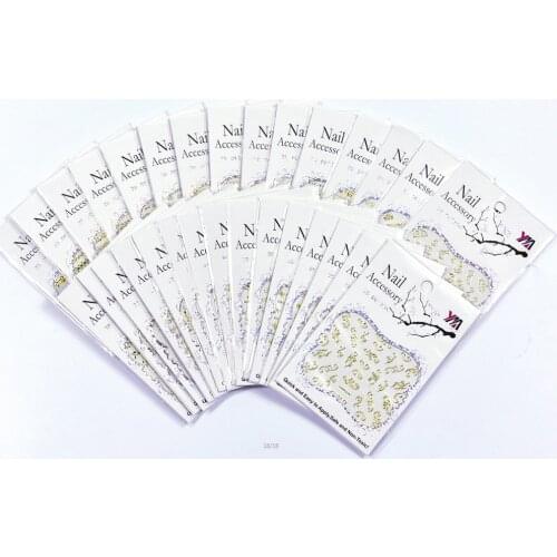 100Sheets Fashion Ultrathin 3D Adhesive Golden Color Lace Nail Strip Stickers Metallic Nail Stickers / FAM201-230 ##30designs